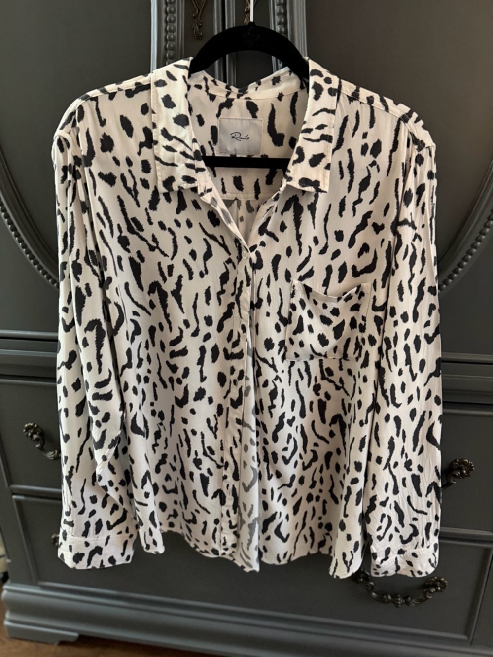 Rails Black and White Printed Button-Down Shirt